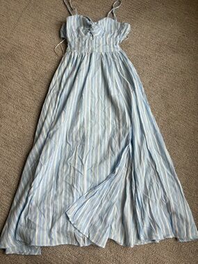 Altar'd State Blue & White Striped Tie-Front Maxi Dress